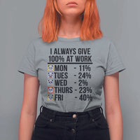 I Always Give 100% At Work T Shirt For Women Funny Panda Office Mood - Wonder Print Shop