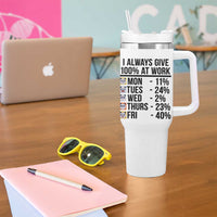 I Always Give 100% At Work Tumbler With Handle Funny Panda Office Mood