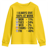 I Always Give 100% At Work Youth Sweatshirt Funny Panda Office Mood - Wonder Print Shop
