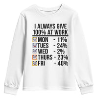 I Always Give 100% At Work Youth Sweatshirt Funny Panda Office Mood - Wonder Print Shop
