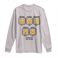 Funny Cat Office Mood Long Sleeve Shirt I Always Give 100% At Work Quote - Wonder Print Shop