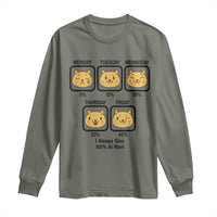 Funny Cat Office Mood Long Sleeve Shirt I Always Give 100% At Work Quote - Wonder Print Shop