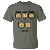 Funny Cat Office Mood T Shirt I Always Give 100% At Work Quote - Wonder Print Shop