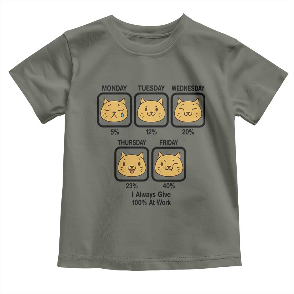 Funny Cat Office Mood Toddler T Shirt I Always Give 100% At Work Quote - Wonder Print Shop
