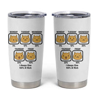 Funny Cat Office Mood Tumbler Cup I Always Give 100% At Work Quote