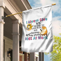 Sarcastic Cat Lover Garden Flag I Always Give 100% At Work Office Humor - Wonder Print Shop