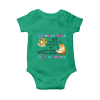 Sarcastic Cat Lover Baby Onesie I Always Give 100% At Work Office Humor - Wonder Print Shop