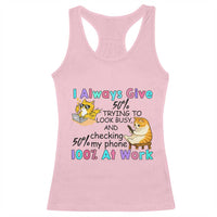 Sarcastic Cat Lover Racerback Tank Top I Always Give 100% At Work Office Humor - Wonder Print Shop