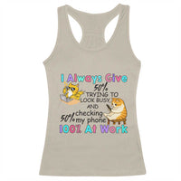 Sarcastic Cat Lover Racerback Tank Top I Always Give 100% At Work Office Humor - Wonder Print Shop