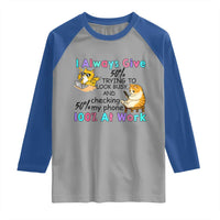 Sarcastic Cat Lover Raglan Shirt I Always Give 100% At Work Office Humor - Wonder Print Shop