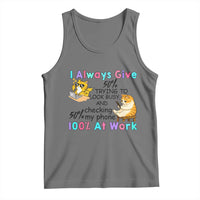Sarcastic Cat Lover Tank Top I Always Give 100% At Work Office Humor - Wonder Print Shop