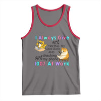 Sarcastic Cat Lover Tank Top I Always Give 100% At Work Office Humor - Wonder Print Shop