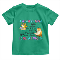 Sarcastic Cat Lover Toddler T Shirt I Always Give 100% At Work Office Humor - Wonder Print Shop