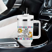 Sarcastic Cat Lover Tumbler With Handle I Always Give 100% At Work Office Humor