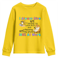 Sarcastic Cat Lover Youth Sweatshirt I Always Give 100% At Work Office Humor - Wonder Print Shop