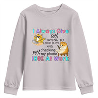 Sarcastic Cat Lover Youth Sweatshirt I Always Give 100% At Work Office Humor - Wonder Print Shop