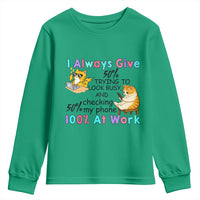 Sarcastic Cat Lover Youth Sweatshirt I Always Give 100% At Work Office Humor - Wonder Print Shop