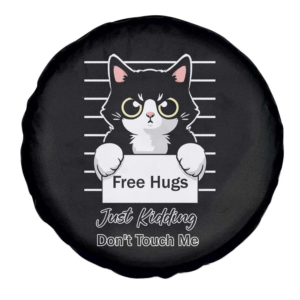 Funny Black Cat Quote Spare Tire Cover Free Hugs Just Kidding Do Not Touch Me - Wonder Print Shop