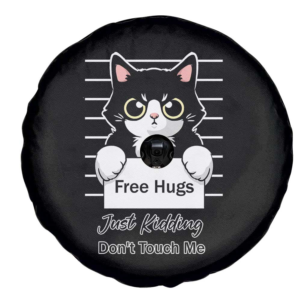 Funny Black Cat Quote Spare Tire Cover Free Hugs Just Kidding Do Not Touch Me - Wonder Print Shop