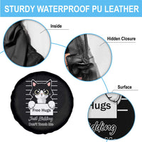 Funny Black Cat Quote Spare Tire Cover Free Hugs Just Kidding Do Not Touch Me - Wonder Print Shop