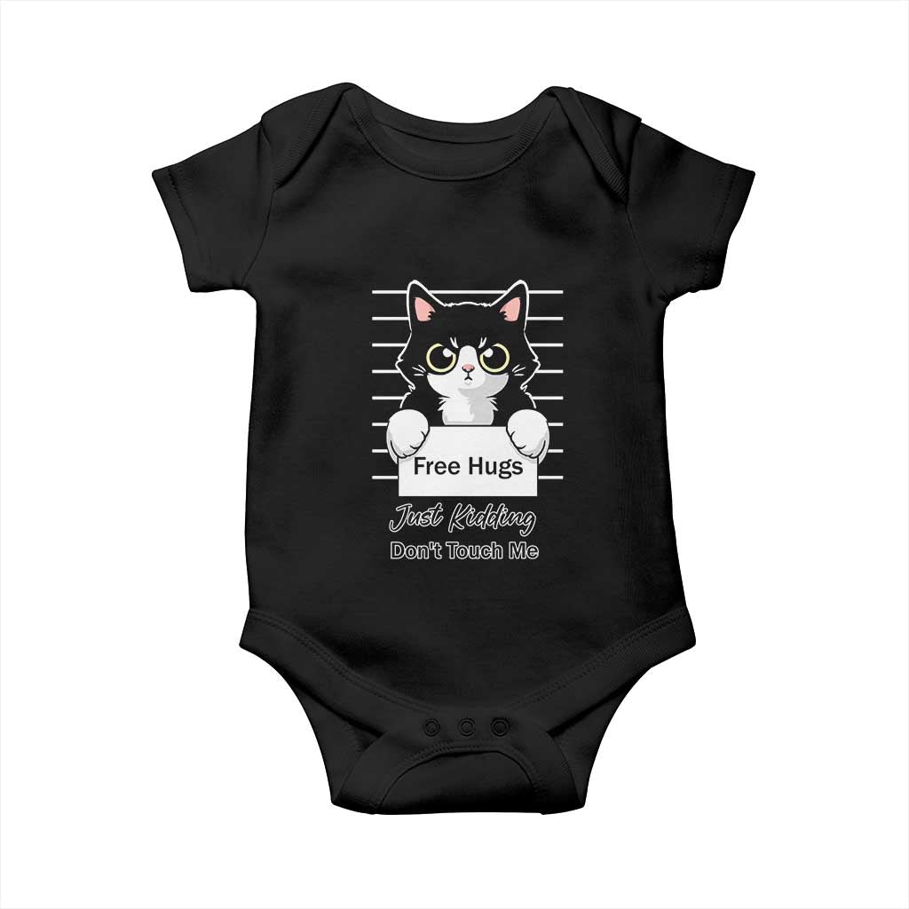 Funny Black Cat Quote Baby Onesie Free Hugs Just Kidding Do Not Touch Me - Wonder Print Shop