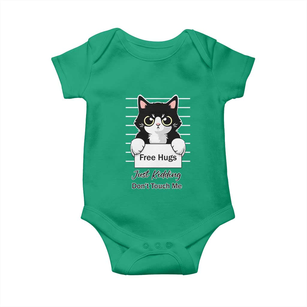 Funny Black Cat Quote Baby Onesie Free Hugs Just Kidding Do Not Touch Me - Wonder Print Shop