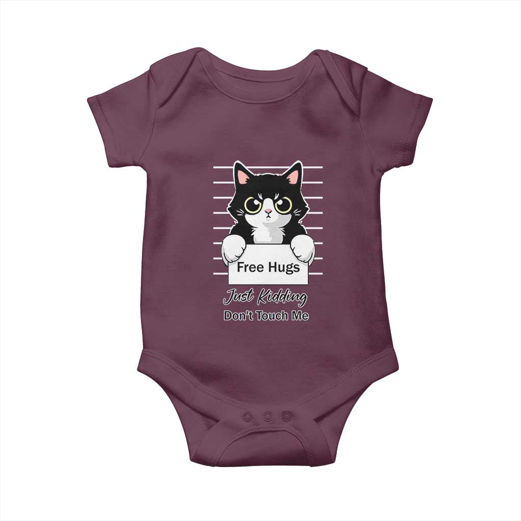 Funny Black Cat Quote Baby Onesie Free Hugs Just Kidding Do Not Touch Me - Wonder Print Shop