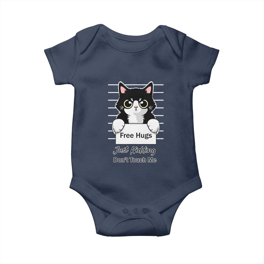 Funny Black Cat Quote Baby Onesie Free Hugs Just Kidding Do Not Touch Me - Wonder Print Shop