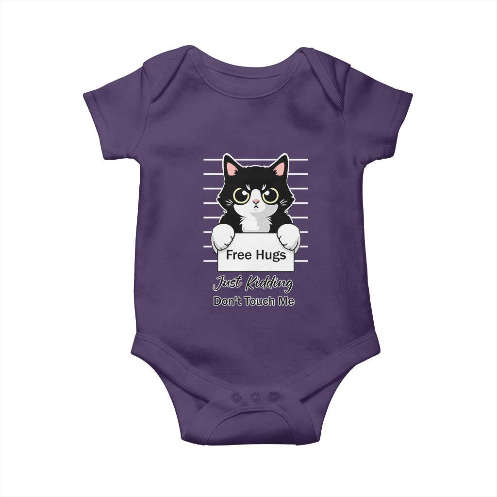 Funny Black Cat Quote Baby Onesie Free Hugs Just Kidding Do Not Touch Me - Wonder Print Shop