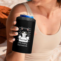 Funny Black Cat Quote 4 in 1 Can Cooler Tumbler Free Hugs Just Kidding Do Not Touch Me