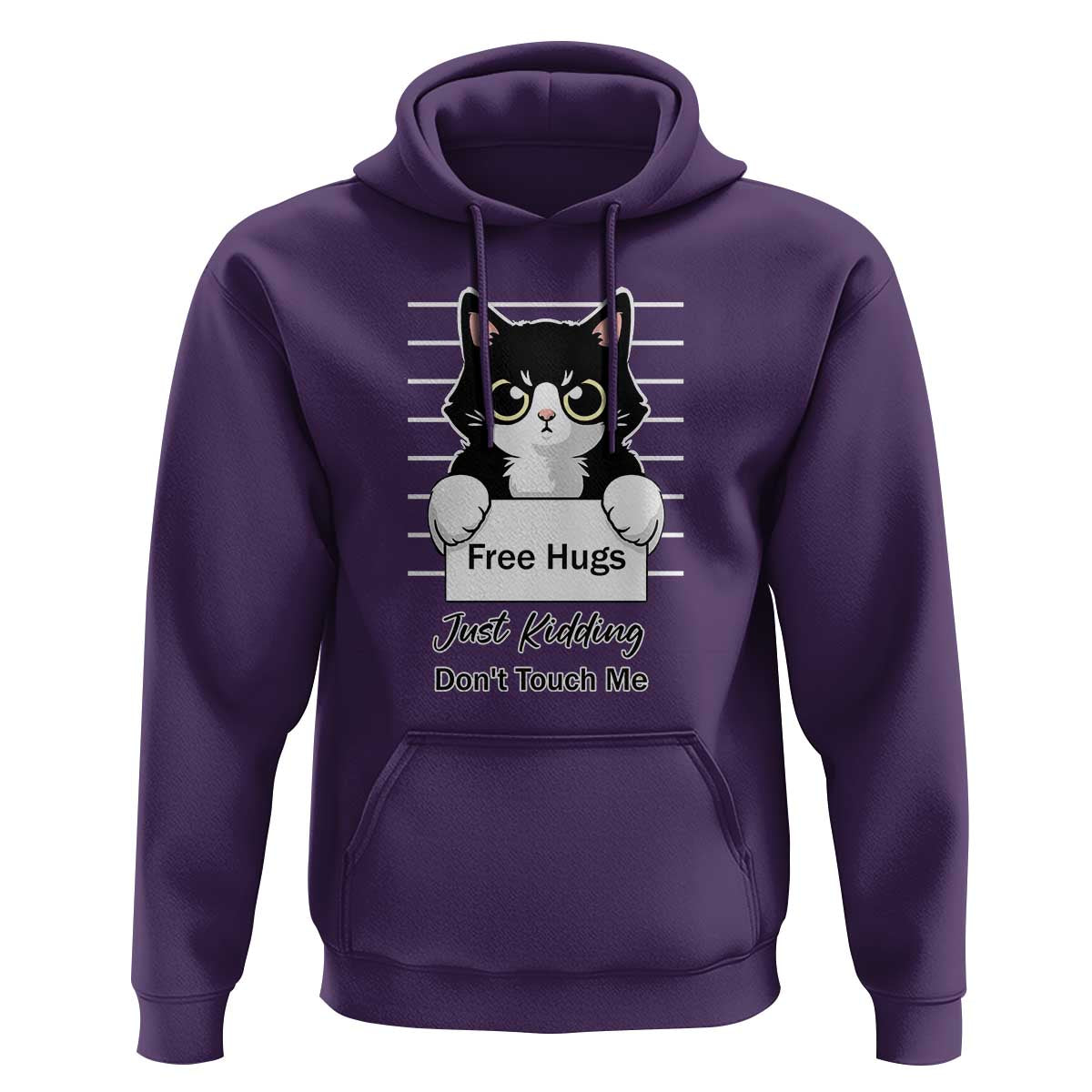 Funny Black Cat Quote Hoodie Free Hugs Just Kidding Do Not Touch Me - Wonder Print Shop