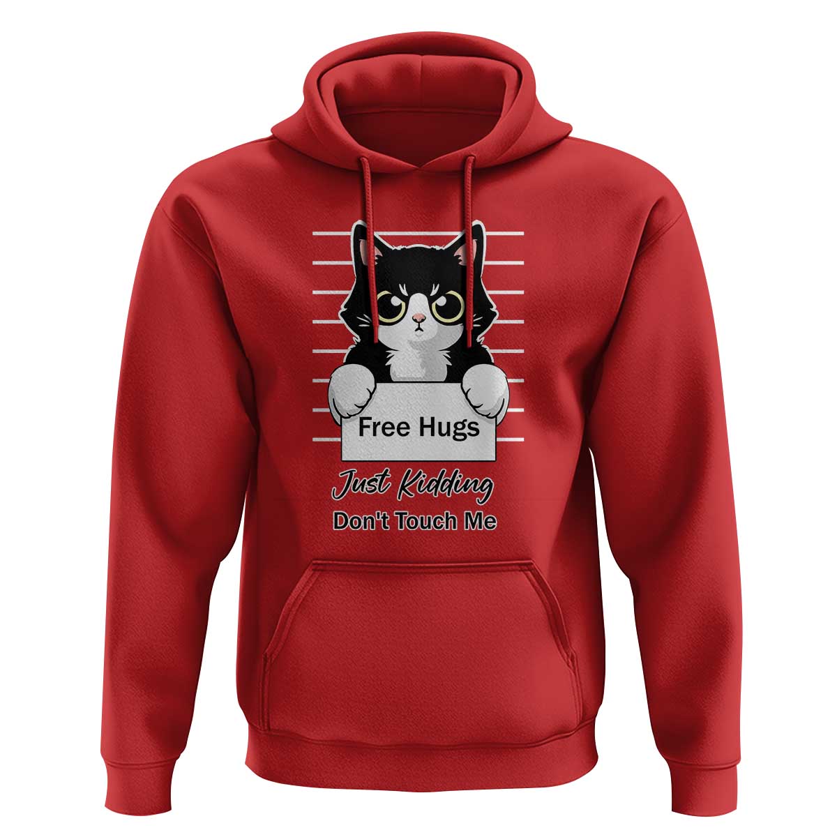 Funny Black Cat Quote Hoodie Free Hugs Just Kidding Do Not Touch Me - Wonder Print Shop