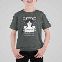 Funny Black Cat Quote T Shirt For Kid Free Hugs Just Kidding Do Not Touch Me - Wonder Print Shop
