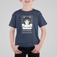 Funny Black Cat Quote T Shirt For Kid Free Hugs Just Kidding Do Not Touch Me - Wonder Print Shop