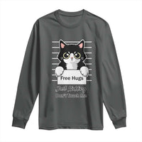 Funny Black Cat Quote Long Sleeve Shirt Free Hugs Just Kidding Do Not Touch Me - Wonder Print Shop