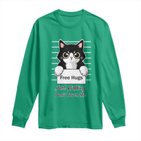 Funny Black Cat Quote Long Sleeve Shirt Free Hugs Just Kidding Do Not Touch Me - Wonder Print Shop