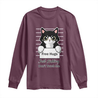 Funny Black Cat Quote Long Sleeve Shirt Free Hugs Just Kidding Do Not Touch Me - Wonder Print Shop