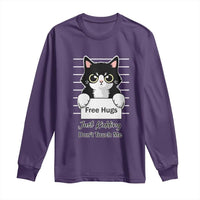 Funny Black Cat Quote Long Sleeve Shirt Free Hugs Just Kidding Do Not Touch Me - Wonder Print Shop