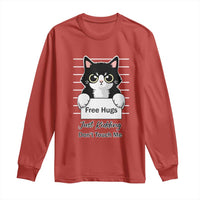 Funny Black Cat Quote Long Sleeve Shirt Free Hugs Just Kidding Do Not Touch Me - Wonder Print Shop