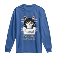 Funny Black Cat Quote Long Sleeve Shirt Free Hugs Just Kidding Do Not Touch Me - Wonder Print Shop