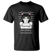 Funny Black Cat Quote T Shirt Free Hugs Just Kidding Do Not Touch Me - Wonder Print Shop