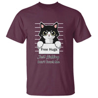 Funny Black Cat Quote T Shirt Free Hugs Just Kidding Do Not Touch Me - Wonder Print Shop