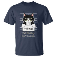 Funny Black Cat Quote T Shirt Free Hugs Just Kidding Do Not Touch Me - Wonder Print Shop