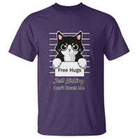 Funny Black Cat Quote T Shirt Free Hugs Just Kidding Do Not Touch Me - Wonder Print Shop