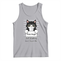 Funny Black Cat Quote Tank Top Free Hugs Just Kidding Do Not Touch Me - Wonder Print Shop