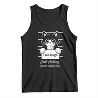 Funny Black Cat Quote Tank Top Free Hugs Just Kidding Do Not Touch Me - Wonder Print Shop