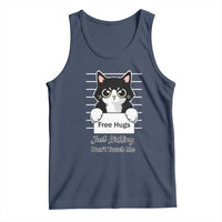 Funny Black Cat Quote Tank Top Free Hugs Just Kidding Do Not Touch Me - Wonder Print Shop