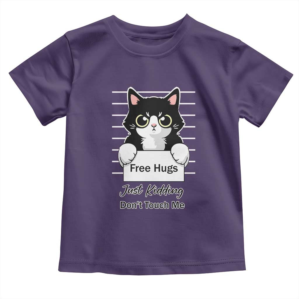 Funny Black Cat Quote Toddler T Shirt Free Hugs Just Kidding Do Not Touch Me - Wonder Print Shop