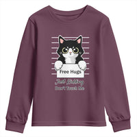 Funny Black Cat Quote Youth Sweatshirt Free Hugs Just Kidding Do Not Touch Me - Wonder Print Shop