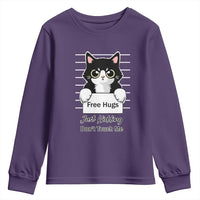 Funny Black Cat Quote Youth Sweatshirt Free Hugs Just Kidding Do Not Touch Me - Wonder Print Shop